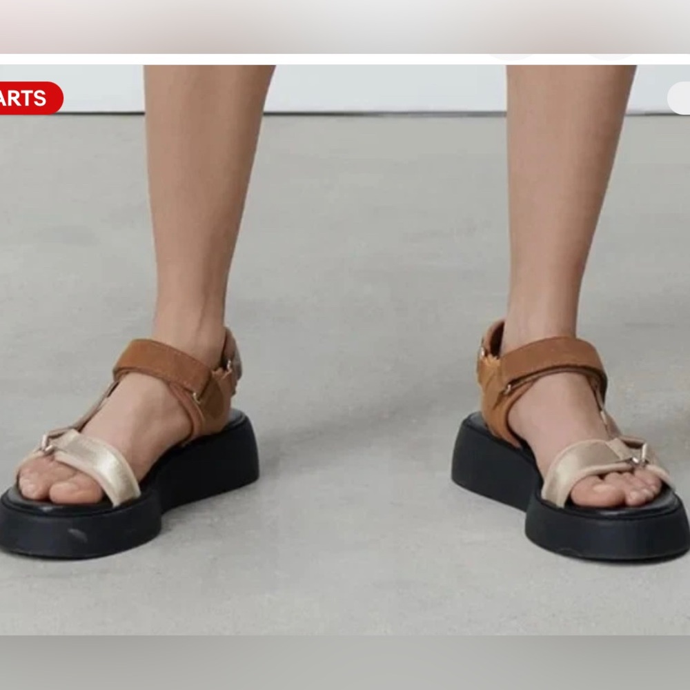 Zara chunky casual Two-Tone Women’s Sandals — Black and Tan size 38